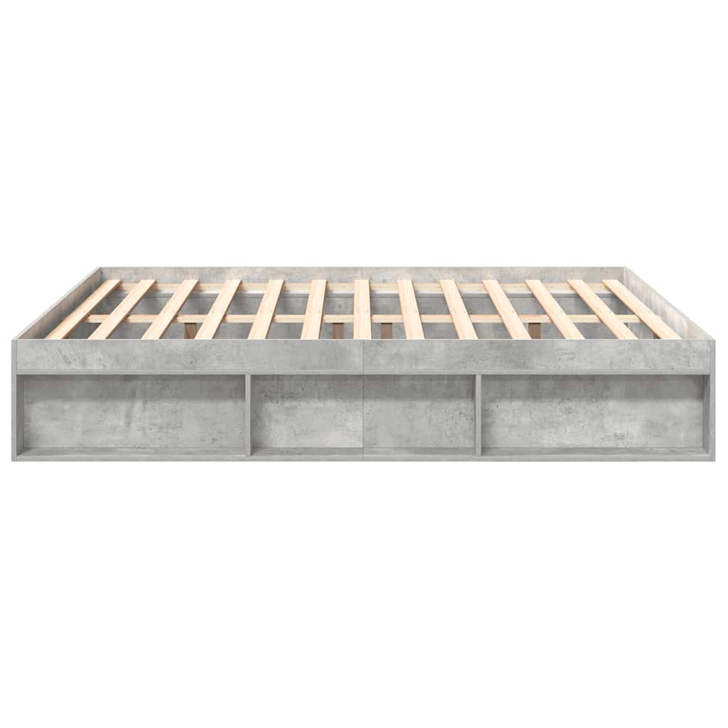 Cadre de lit sans matelas gris béton 200x200 cm