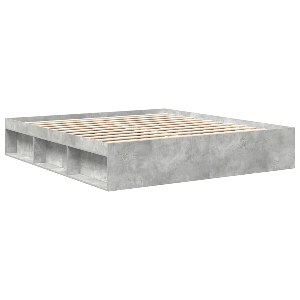 Cadre de lit sans matelas gris béton 200x200 cm - XIOS