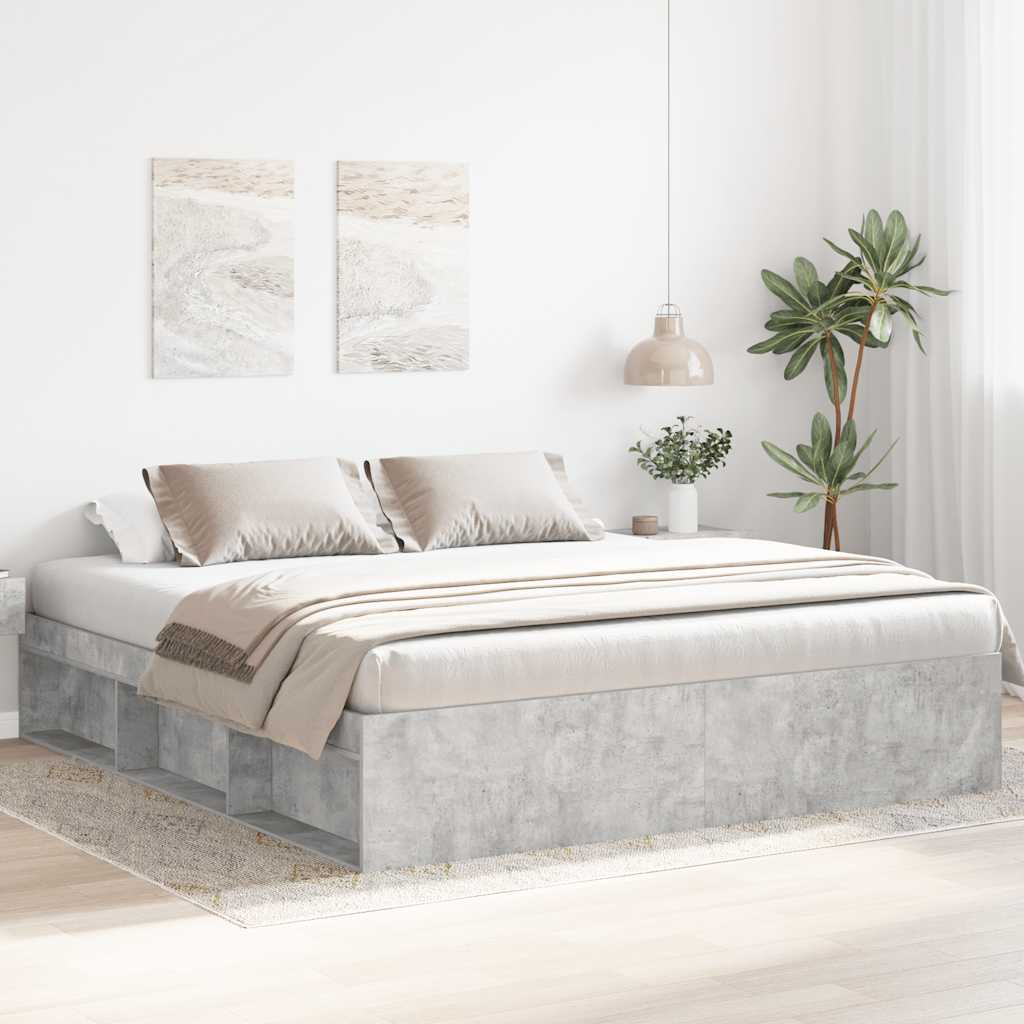 Cadre de lit sans matelas gris béton 200x200 cm