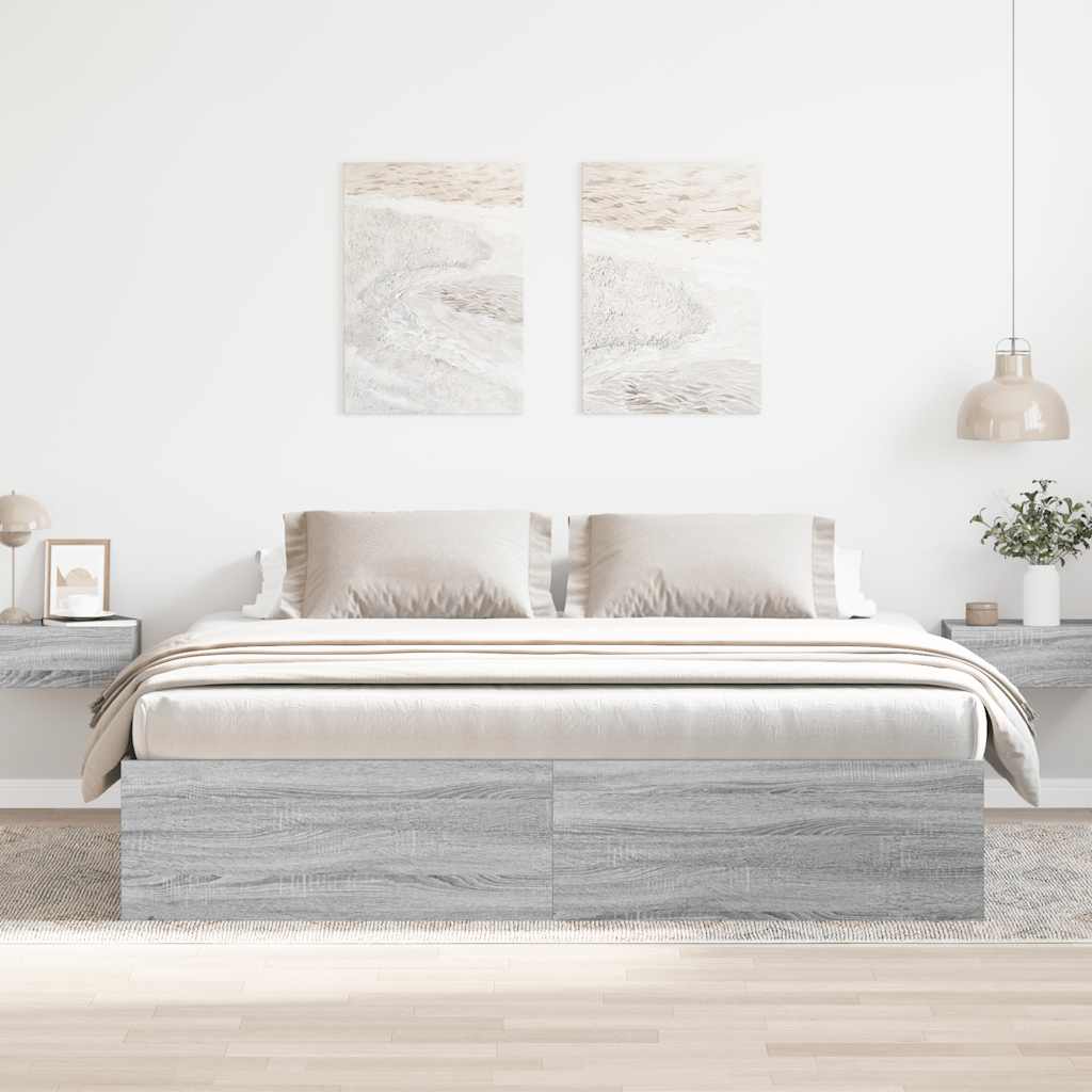 Cadre de lit sans matelas sonoma gris 200x200 cm - XIOS