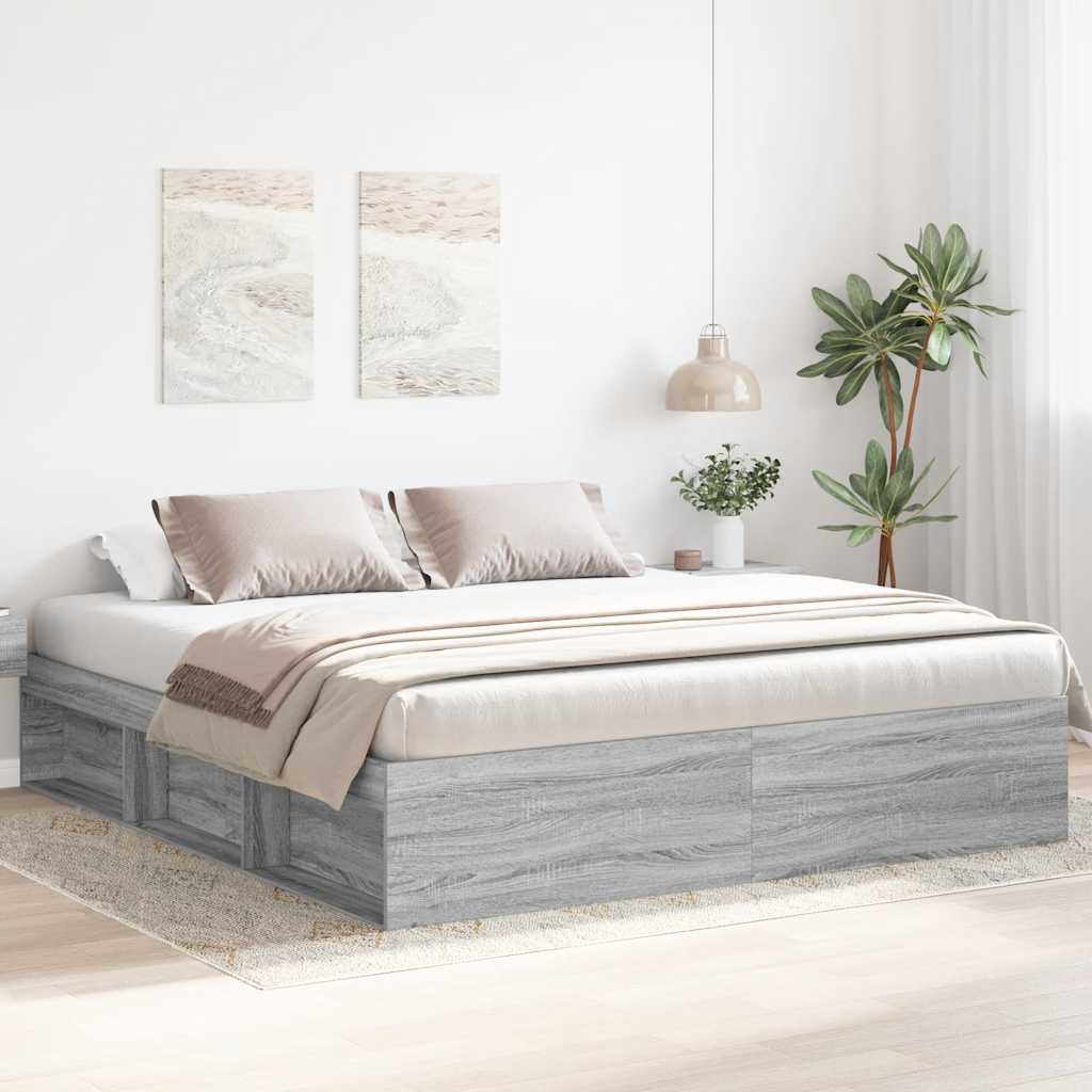 Cadre de lit sans matelas sonoma gris 200x200 cm - XIOS