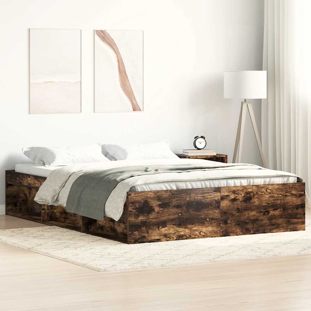 Cadre de lit sans matelas chêne fumé 135x190 cm - XIOS