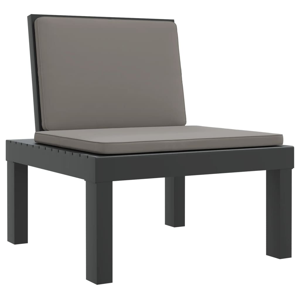 Salon de jardin 3 pcs avec coussins anthracite PP