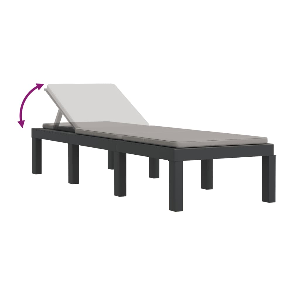 Salon de jardin 3 pcs avec coussins anthracite PP