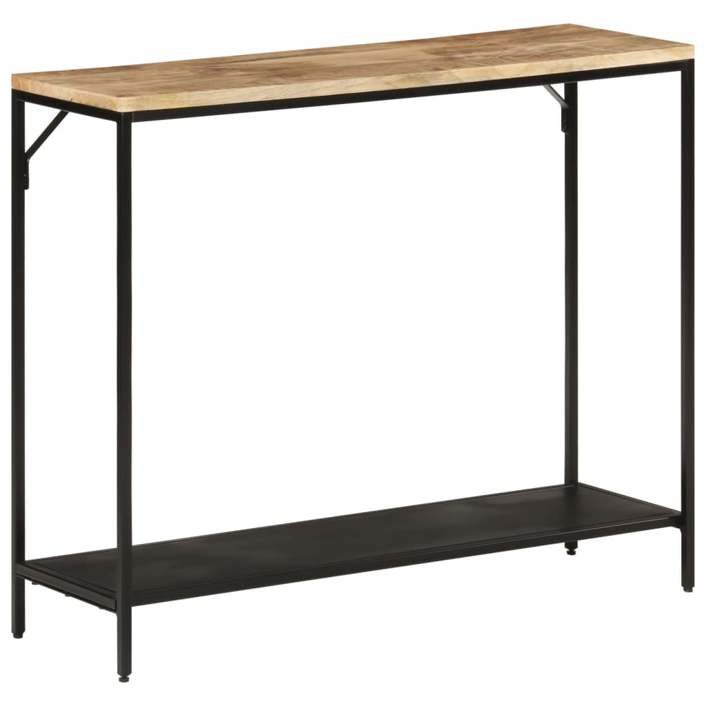 Table console 90x30x75 cm bois de manguier massif brut et fer - XIOS