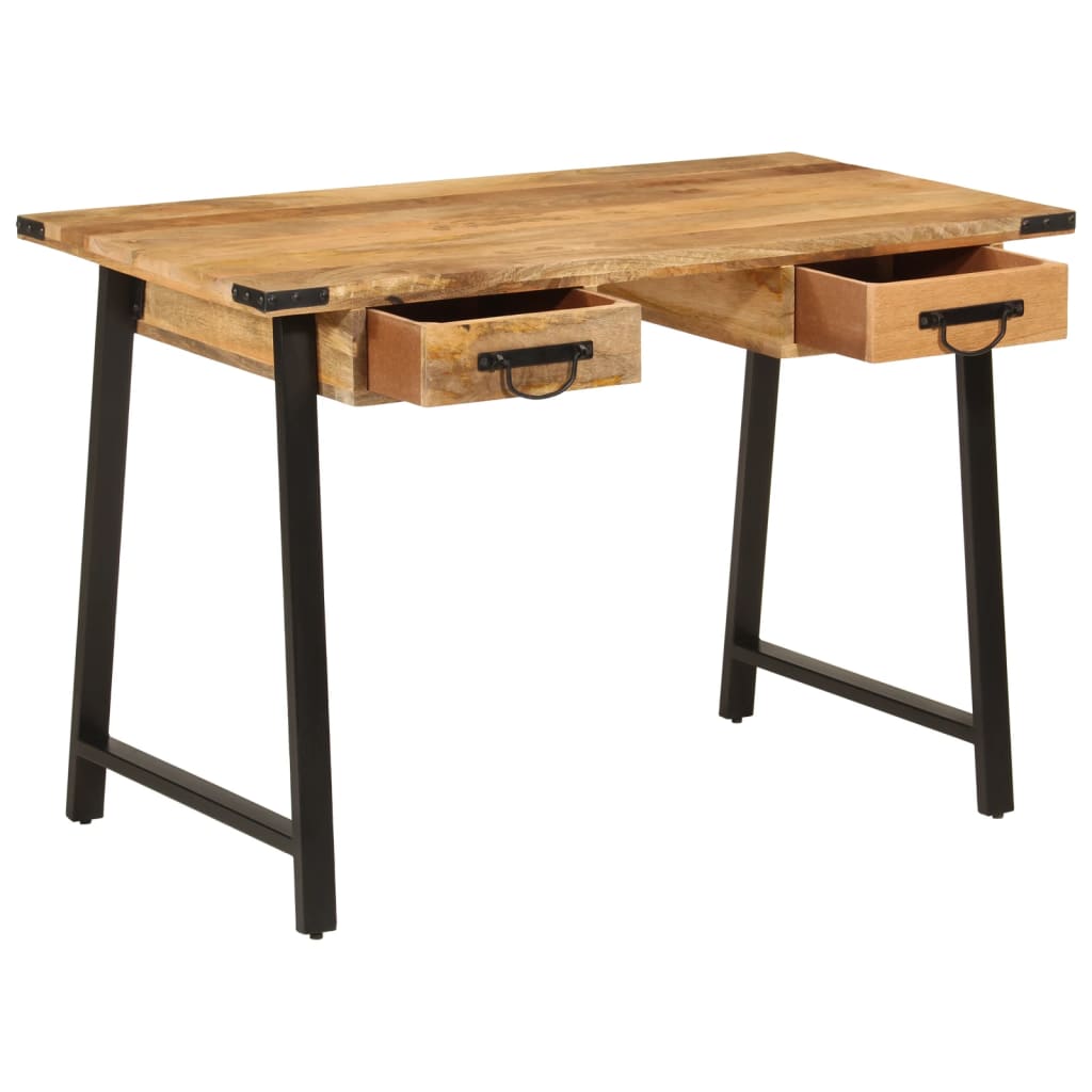 Bureau avec tiroirs 105x55x70 cm bois de manguier massif et fer - XIOS