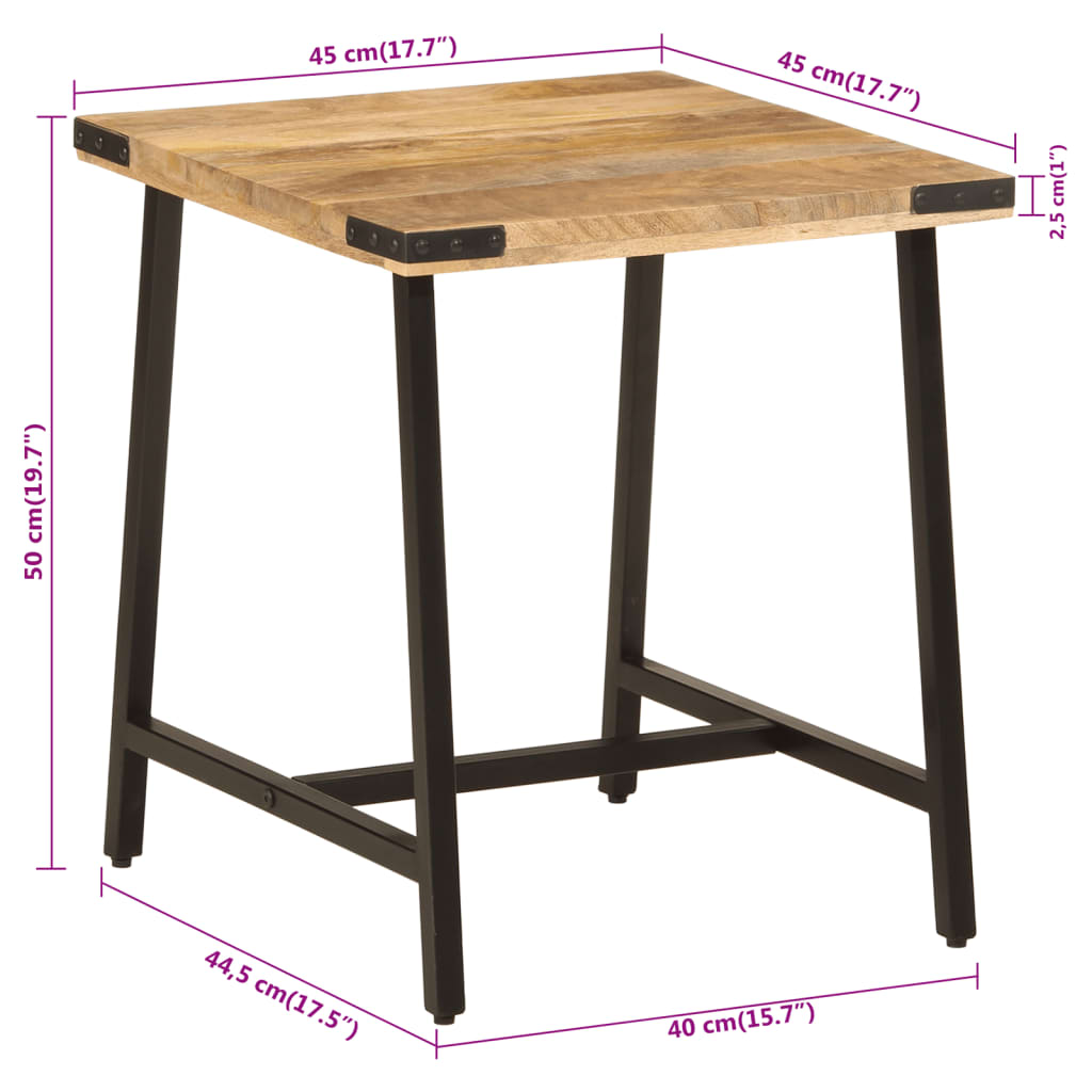 Table d’appoint 45x45x50 cm bois massif de manguier et fer - XIOS