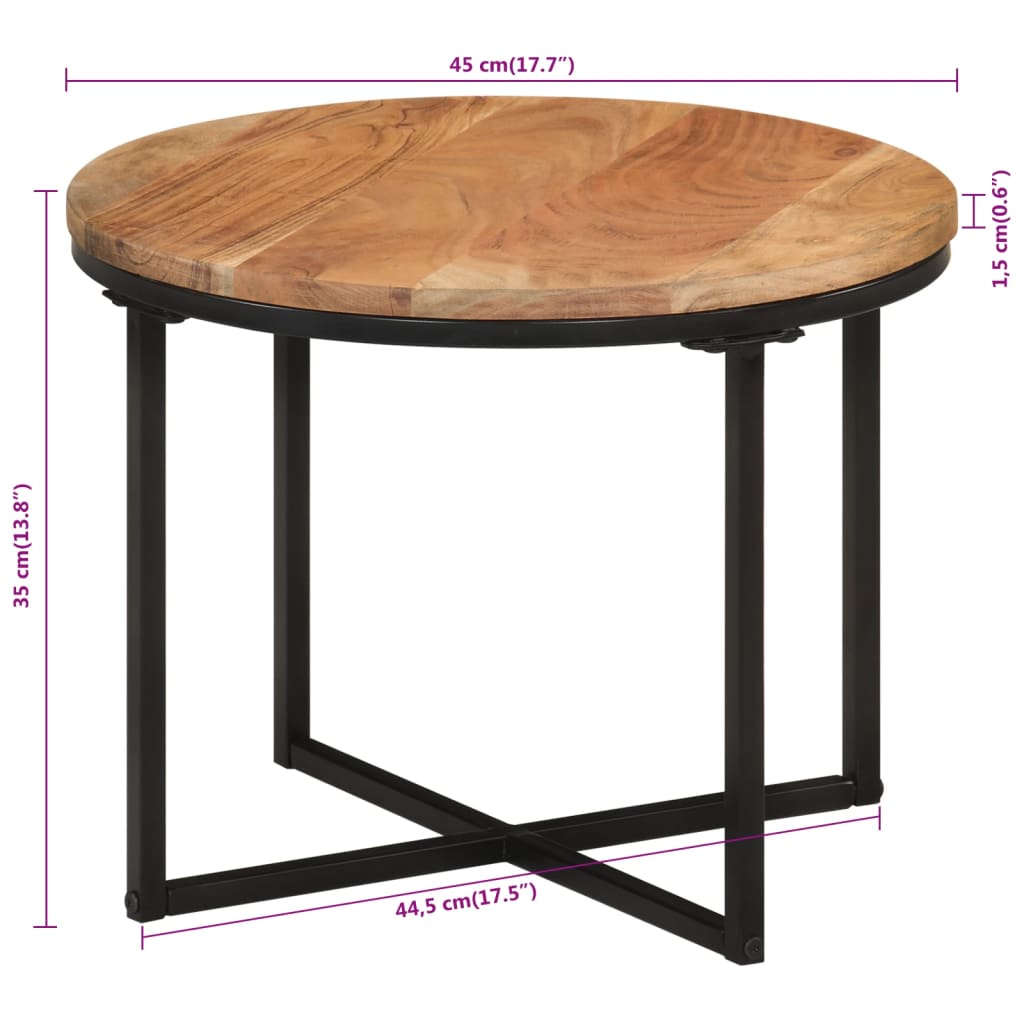 Table basse 45x45x35 cm bois massif acacia et fer - XIOS