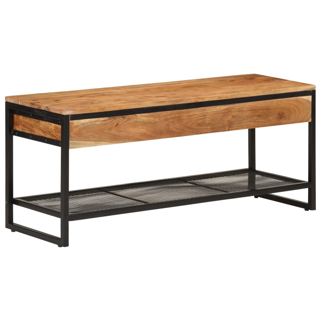 Banc à chaussures 110x35x45 cm bois massif d'acacia et fer