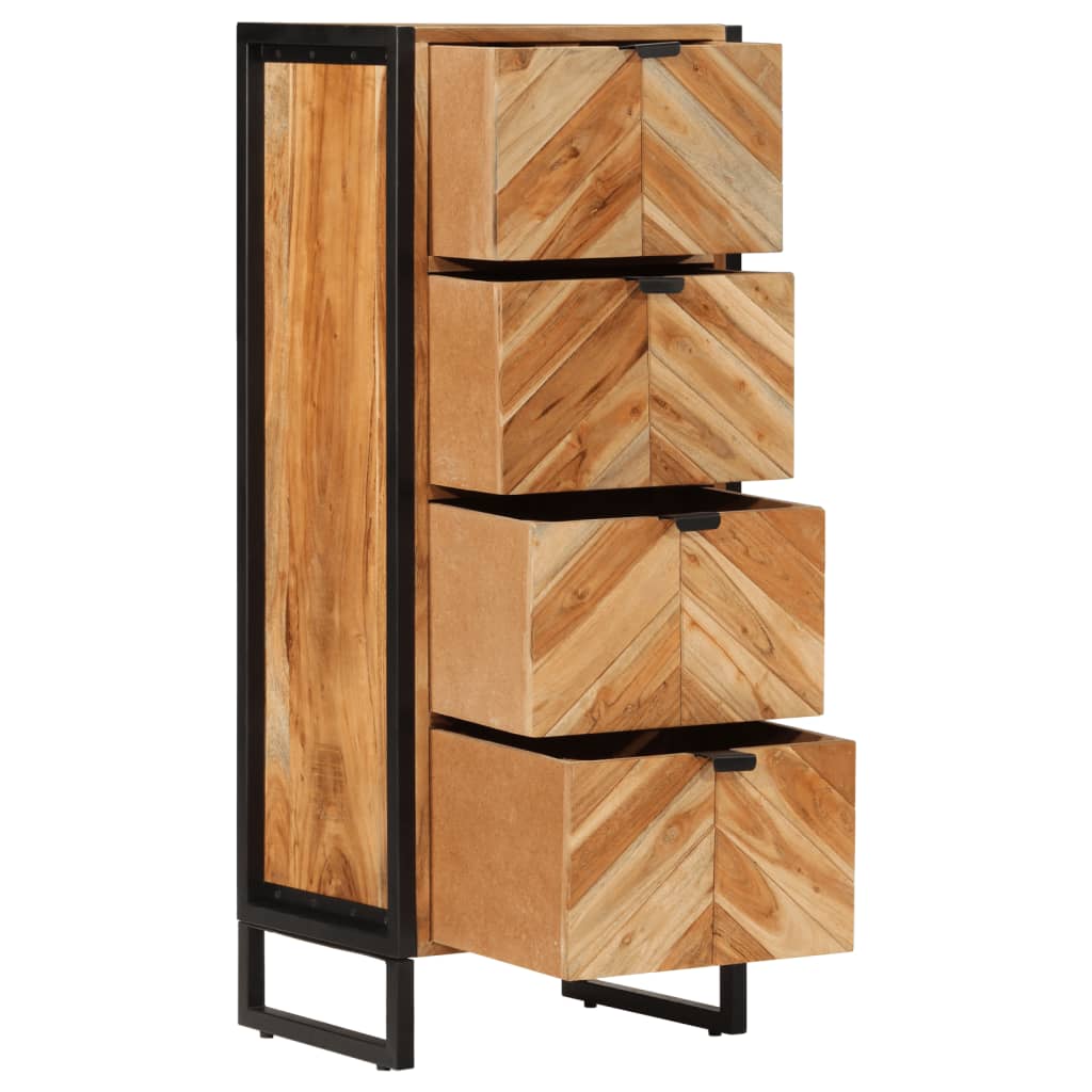 Armoire de salle de bain bois massif d'acacia et fer