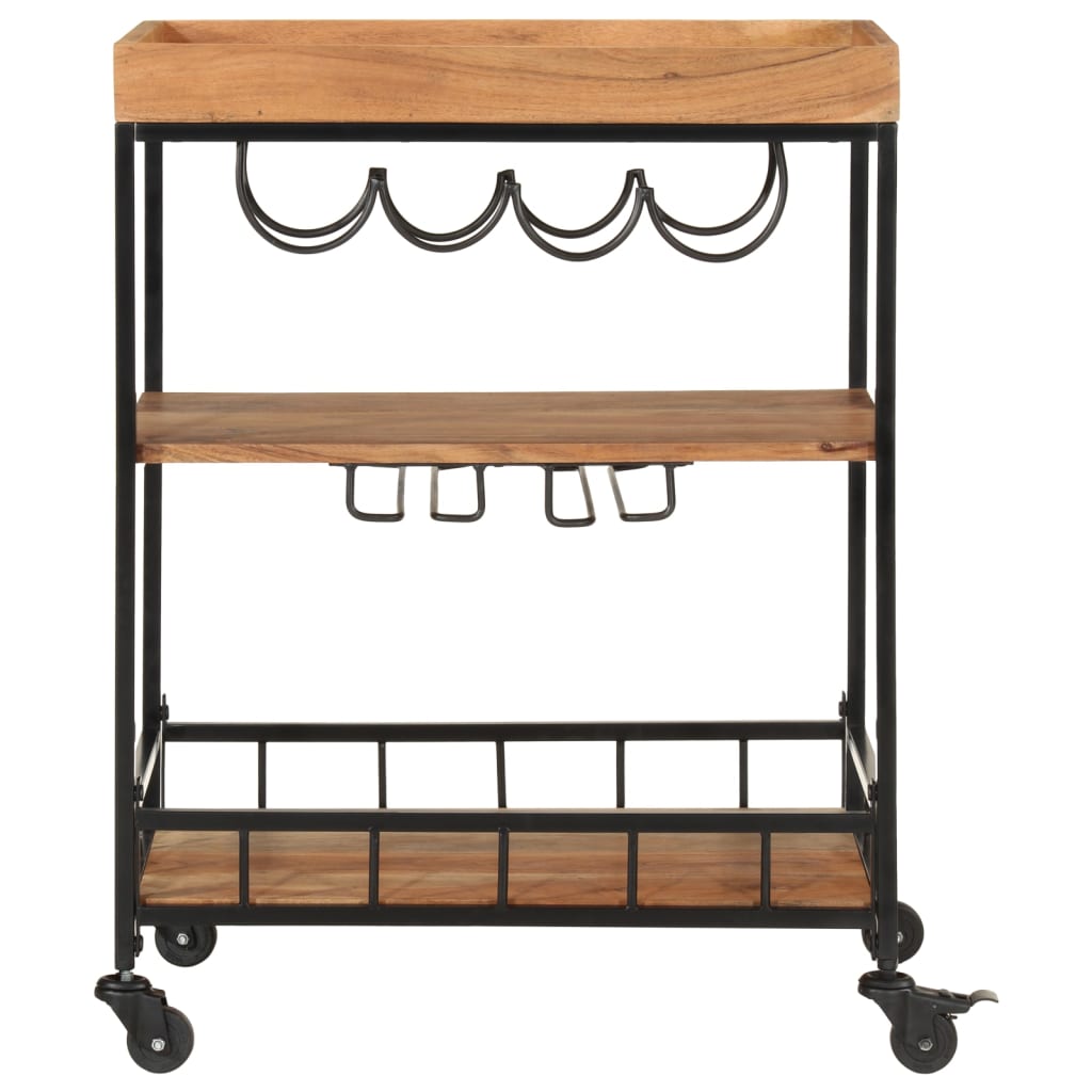 Chariot de bar 60x40x80 cm bois massif d'acacia et fer