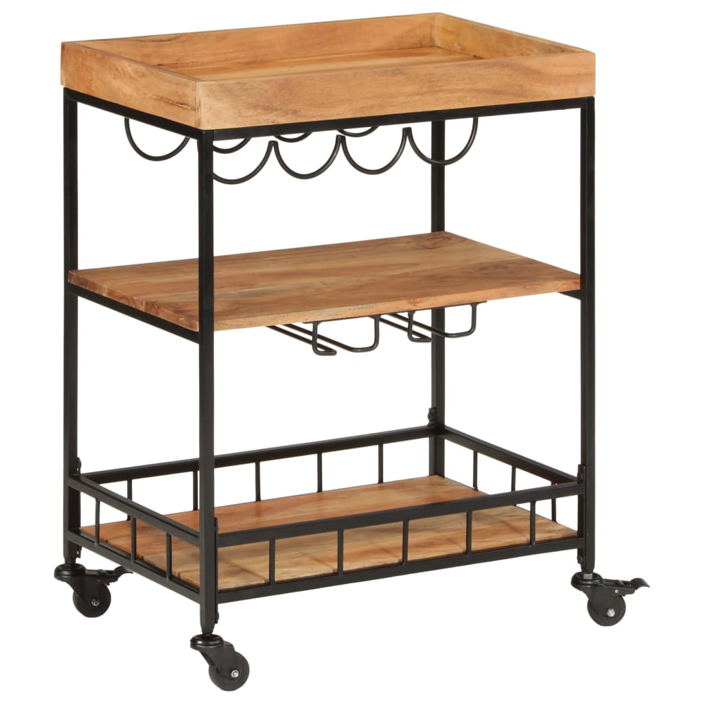 Chariot de bar 60x40x80 cm bois massif d'acacia et fer