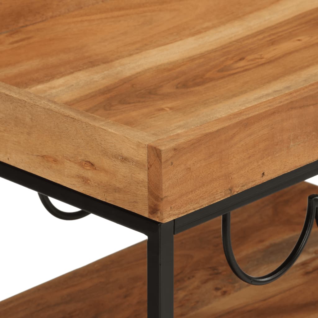 Chariot de bar 60x40x80 cm bois massif d'acacia et fer