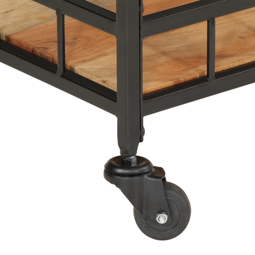 Chariot de bar 60x40x80 cm bois massif d'acacia et fer