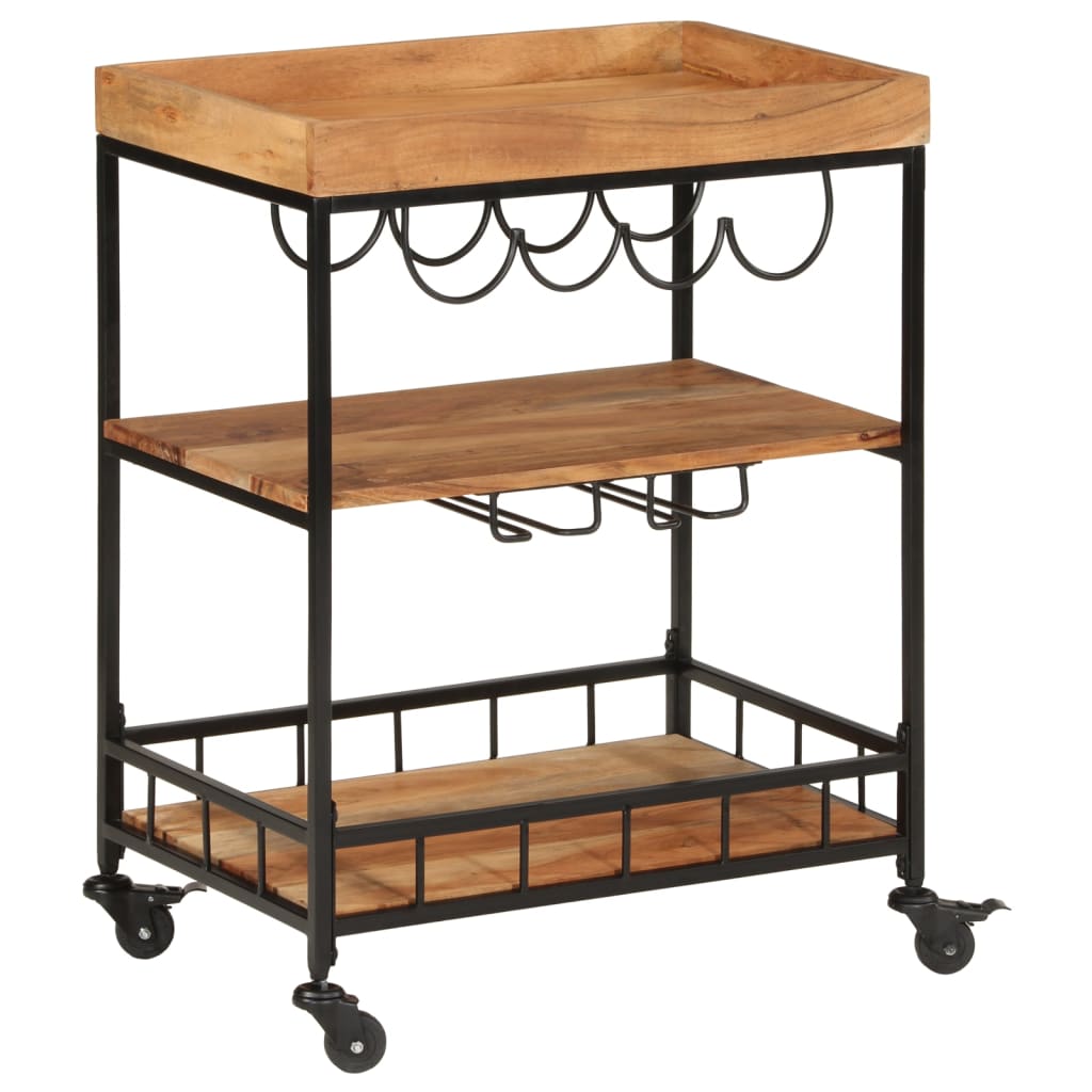 Chariot de bar 60x40x80 cm bois massif d'acacia et fer