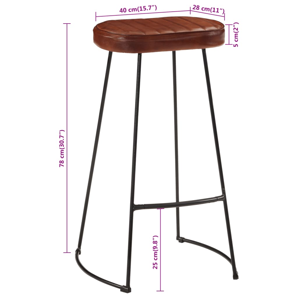 Tabourets de bar Gavin lot de 2 marron foncé 44x37,5x78 cm - XIOS