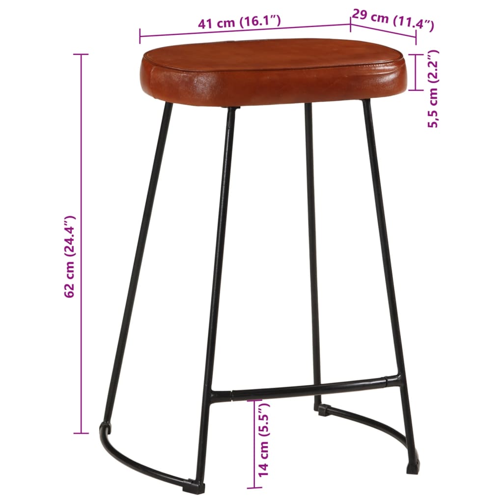 Tabourets de bar lot de 2 marron foncé 41x29x62 cm - XIOS