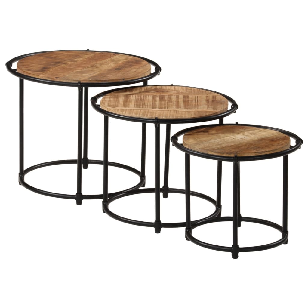 Tables gigognes 3 pcs bois de manguier massif brut - XIOS
