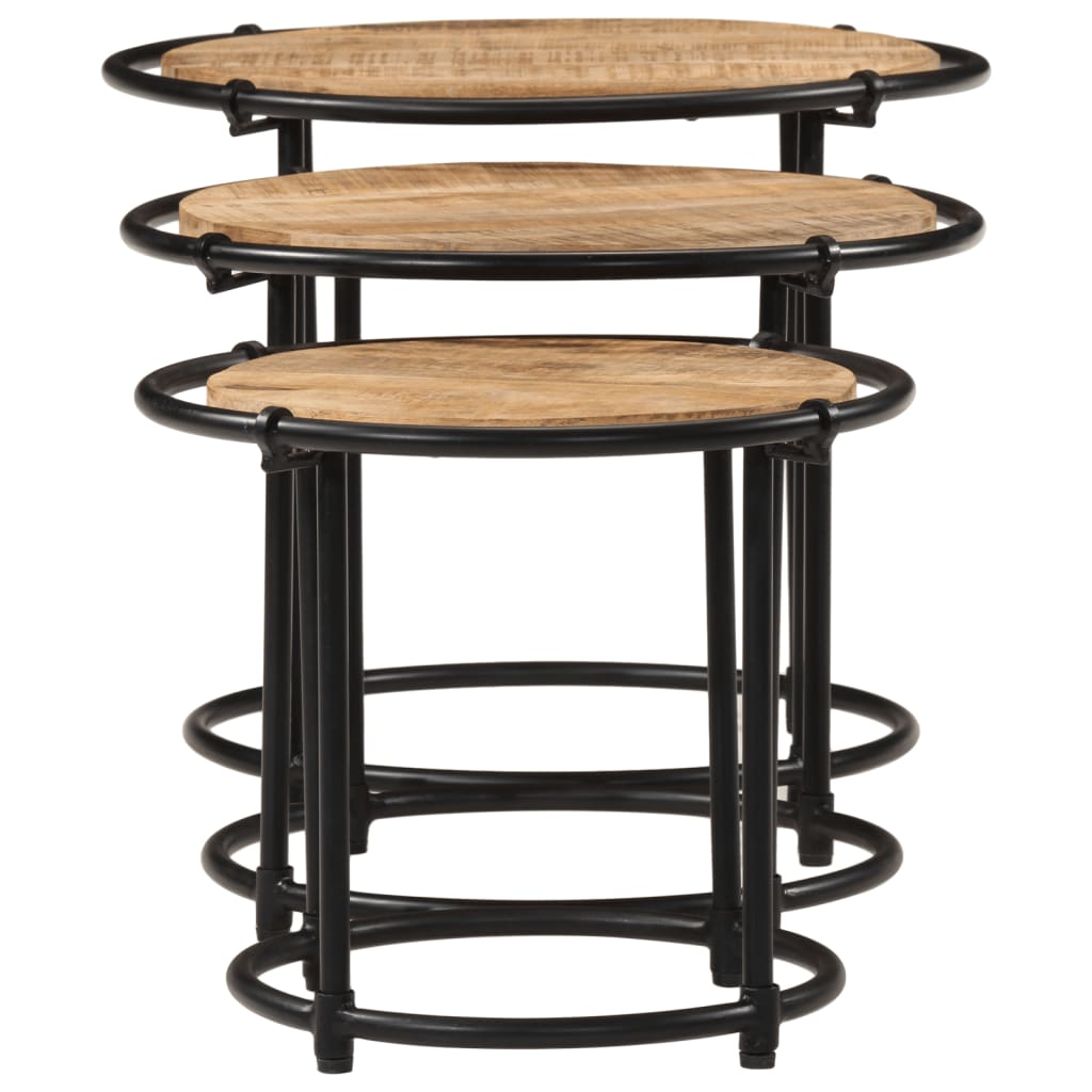 Tables gigognes 3 pcs bois de manguier massif brut - XIOS