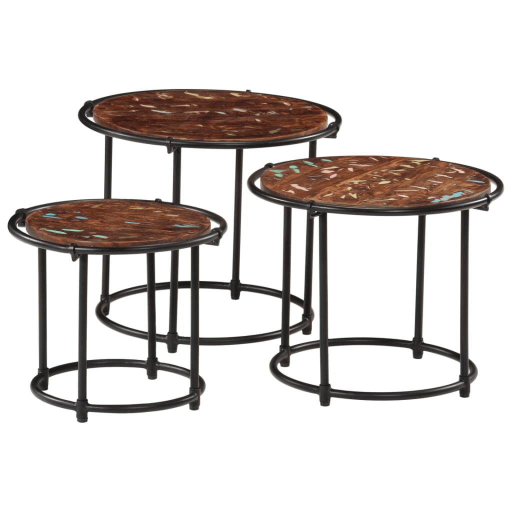 Tables gigognes 3 pcs bois massif de récupération - XIOS