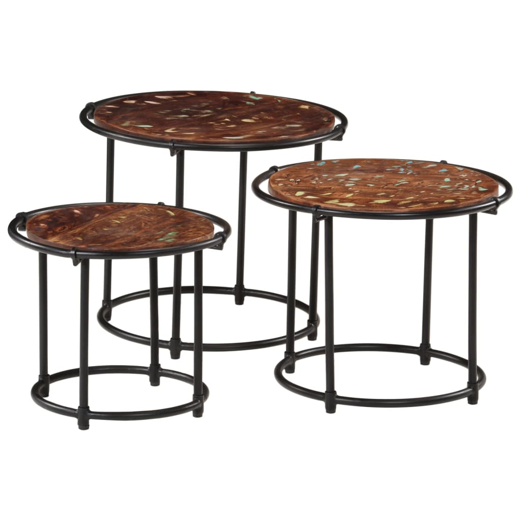 Tables gigognes 3 pcs bois massif de récupération - XIOS