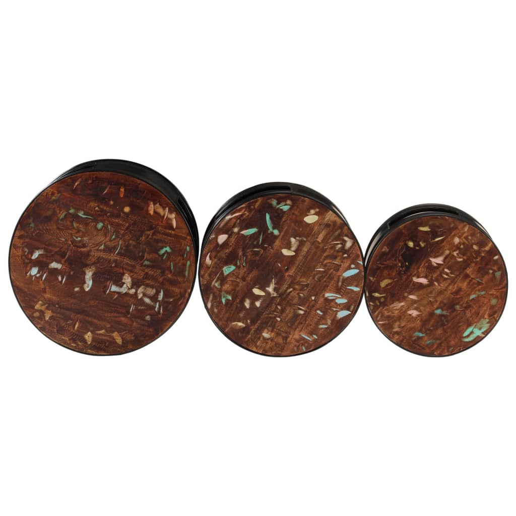 Tables de bar forme tambour 3 pcs bois massif de récupération - XIOS