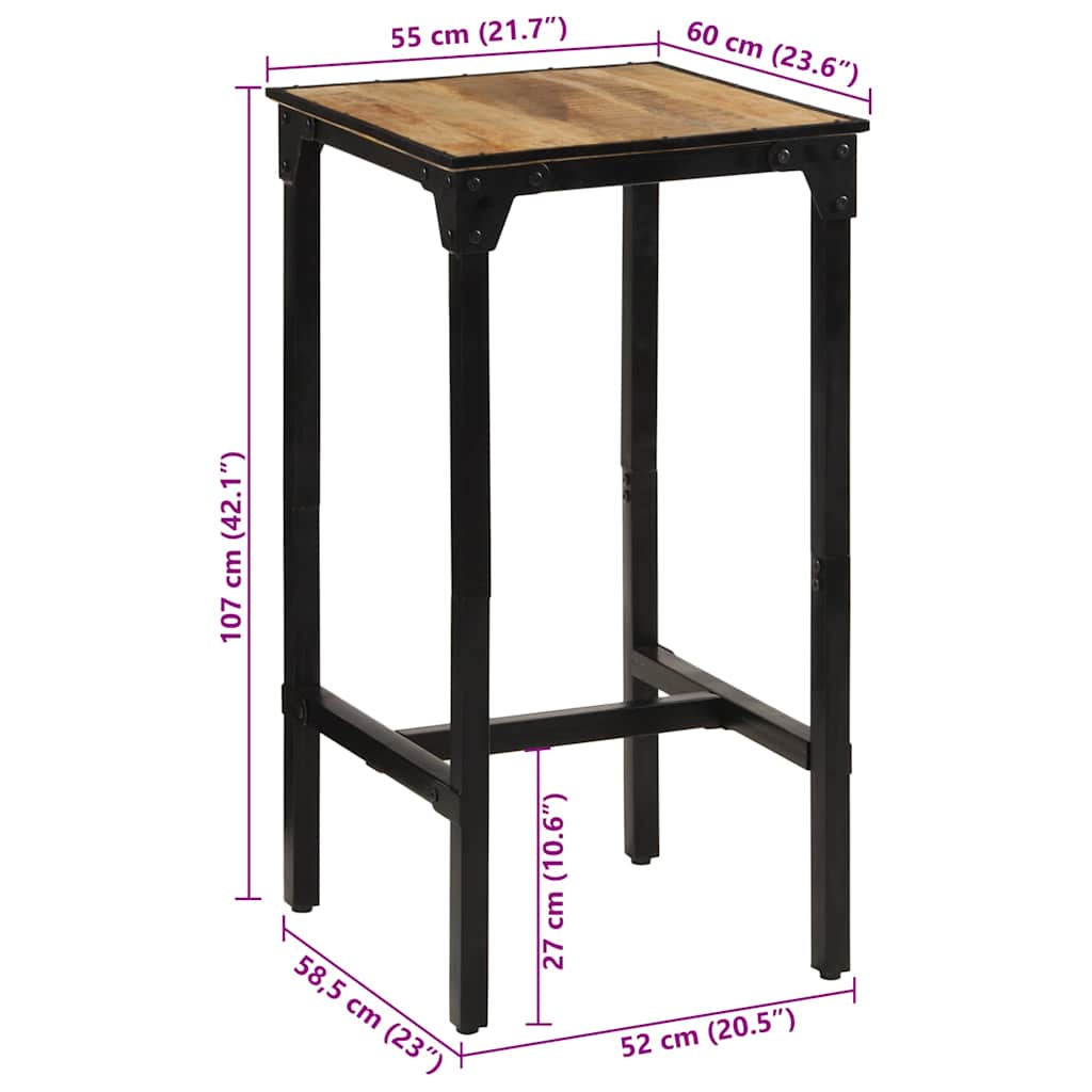 Table de bar 60x55x107 cm bois de manguier massif brut - XIOS