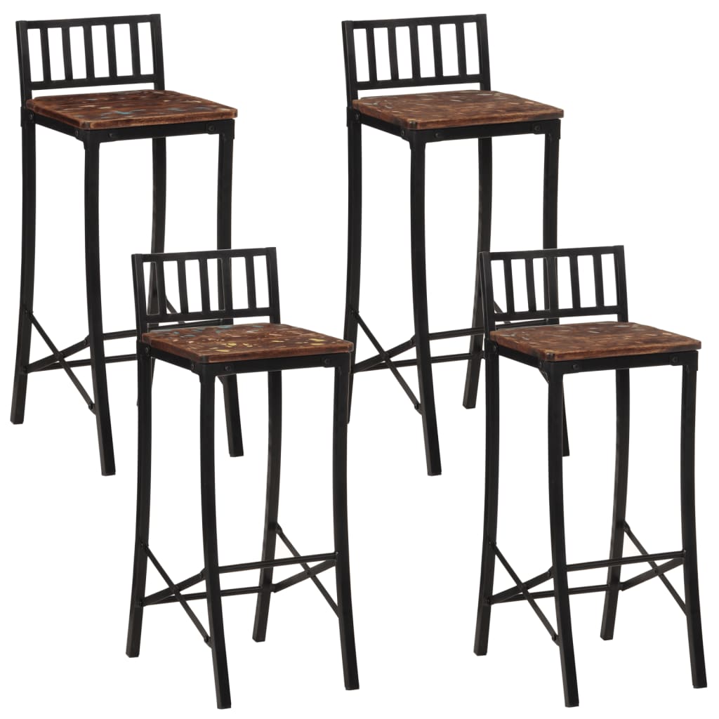 Chaises de bar lot de 4 bois de récupération massif - XIOS