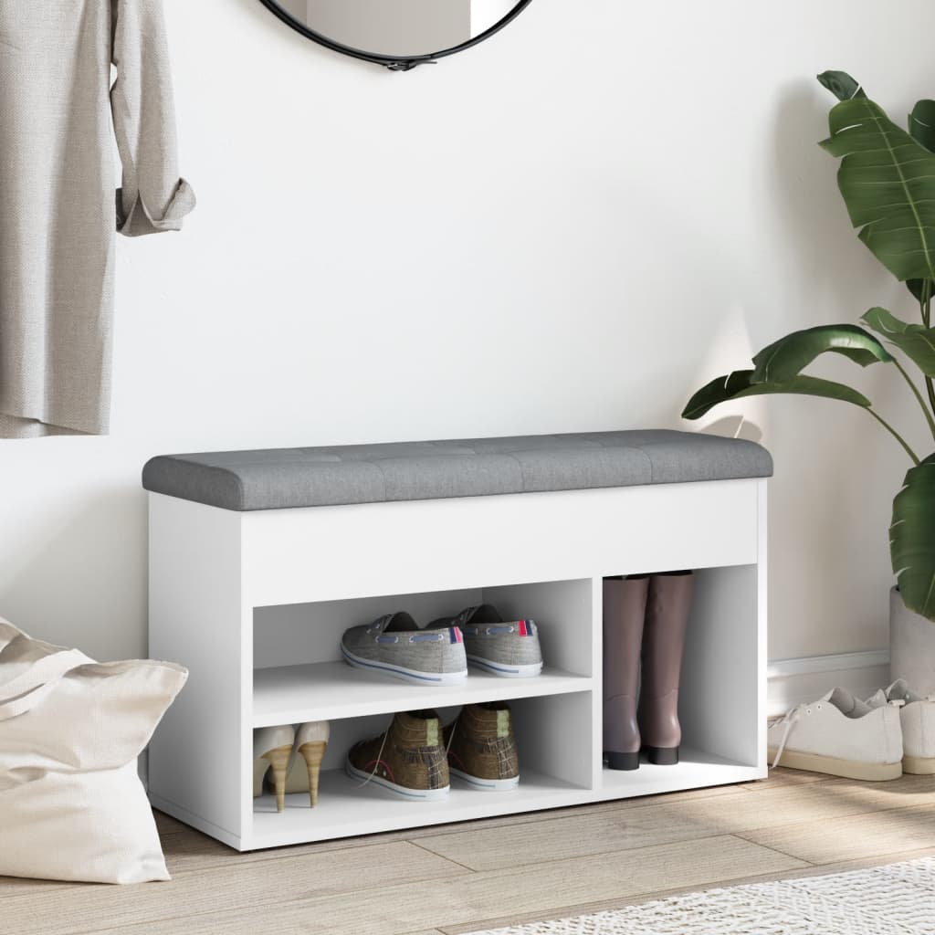 Banc à chaussures Blanc 82x32x45,5 cm Bois d'ingénierie - XIOS