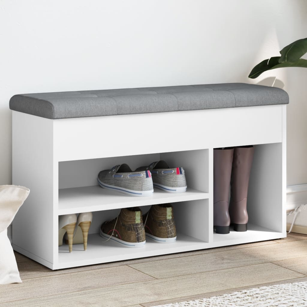 Banc à chaussures Blanc 82x32x45,5 cm Bois d'ingénierie - XIOS