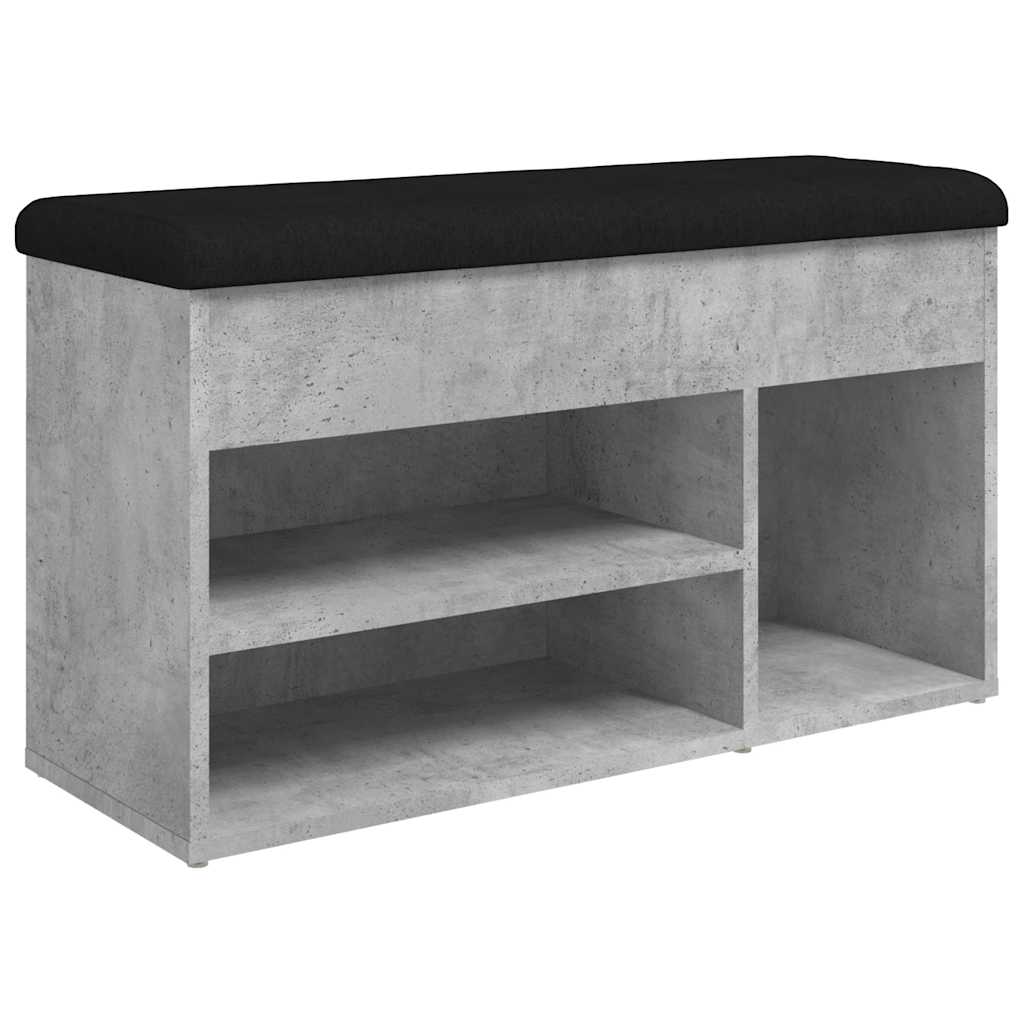 Banc à chaussures gris béton 82x32x45,5 cm bois d'ingénierie - XIOS