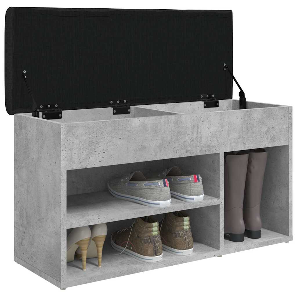 Banc à chaussures gris béton 82x32x45,5 cm bois d'ingénierie - XIOS