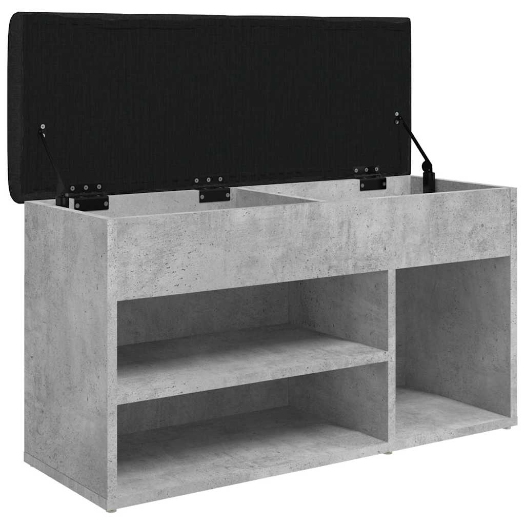 Banc à chaussures gris béton 82x32x45,5 cm bois d'ingénierie - XIOS
