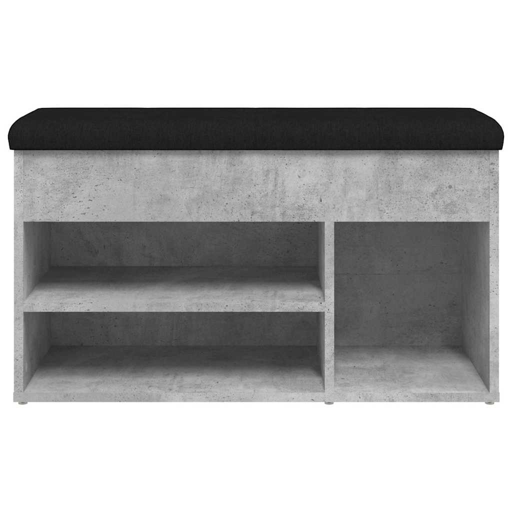 Banc à chaussures gris béton 82x32x45,5 cm bois d'ingénierie - XIOS
