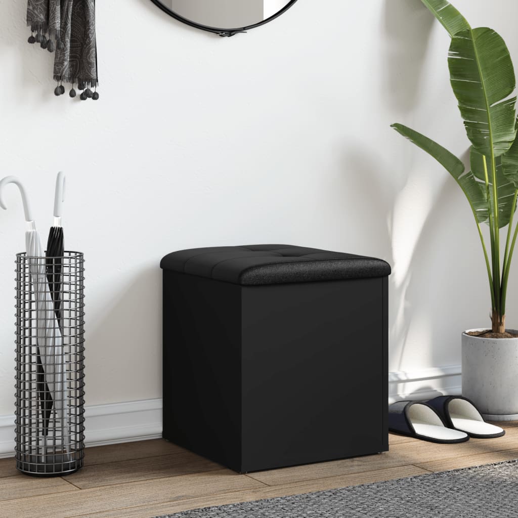 Banc de rangement noir 42x42x45 cm bois d'ingénierie - XIOS