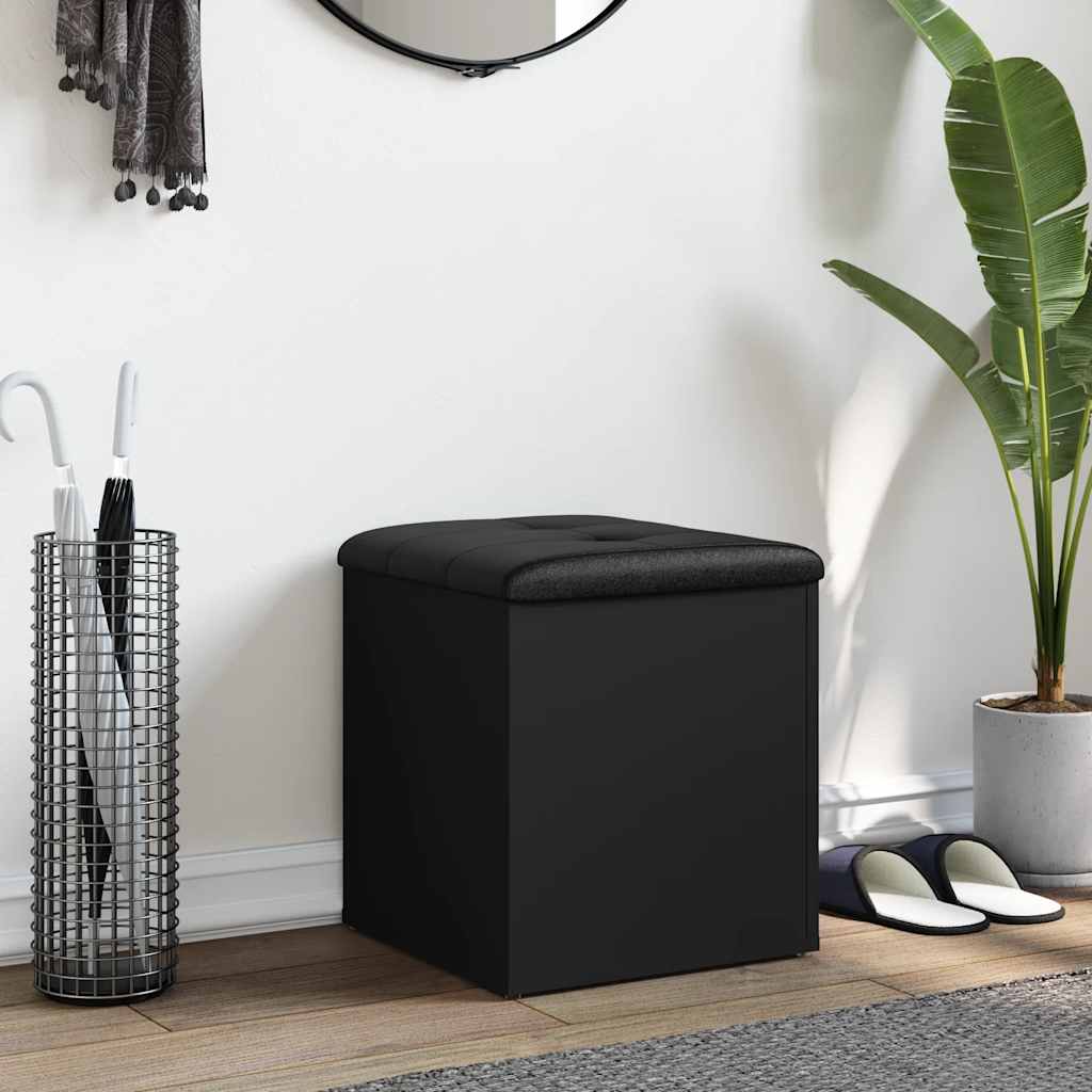 Banc de rangement noir 42x42x45 cm bois d'ingénierie