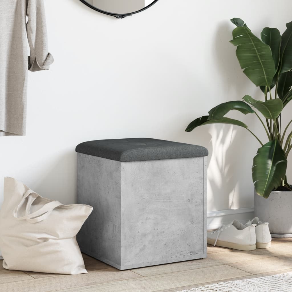 Banc de rangement gris béton 42x42x45 cm bois d'ingénierie - XIOS
