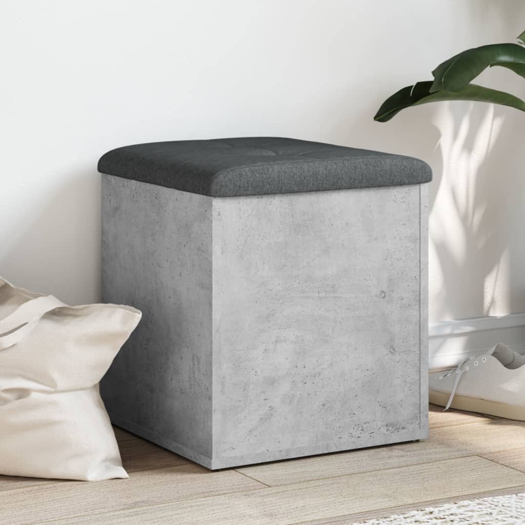 Banc de rangement gris béton 42x42x45 cm bois d'ingénierie - XIOS