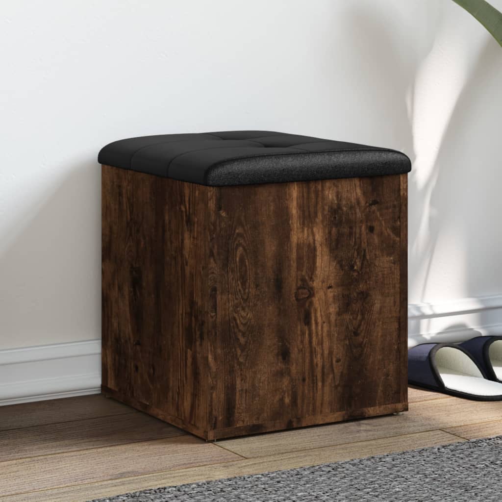 Banc de rangement chêne fumé 42x42x45 cm bois d'ingénierie - XIOS