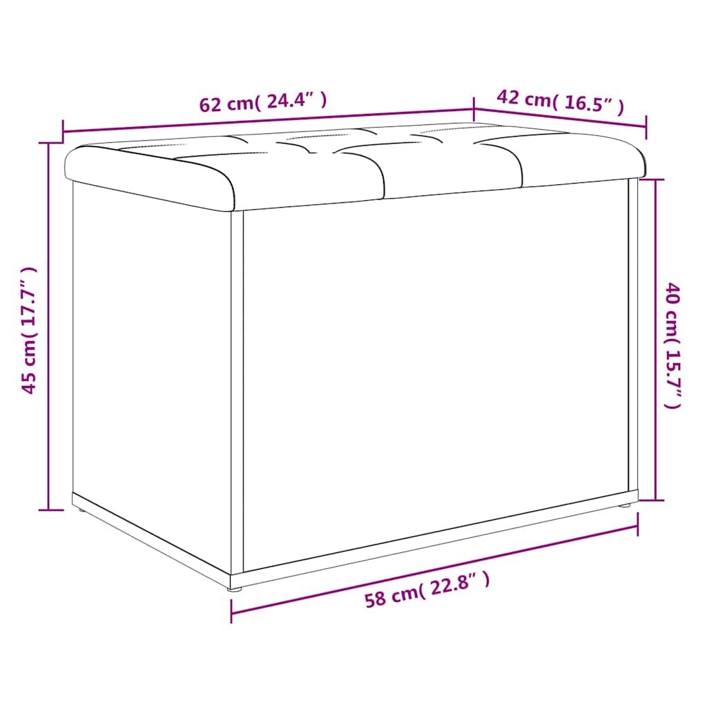 Banc de rangement Chêne Sonoma 62x42x45 cm Bois d'ingénierie - XIOS