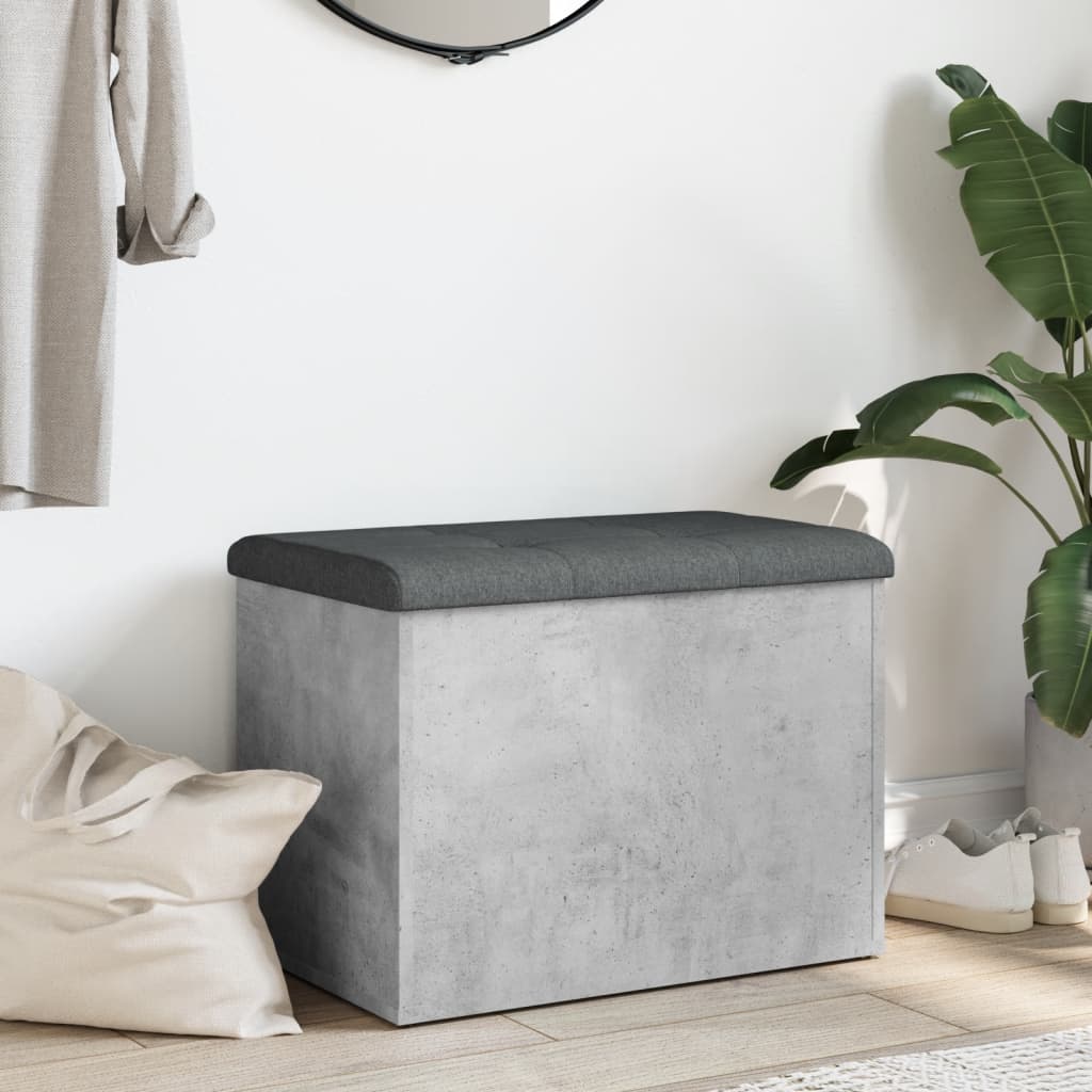 Banc de rangement gris béton 62x42x45 cm bois d'ingénierie - XIOS