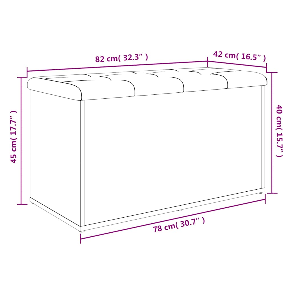 Banc de rangement Chêne Sonoma 82x42x45 cm Bois d'ingénierie - XIOS