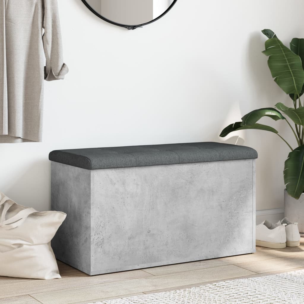 Banc de rangement gris béton 82x42x45 cm bois d'ingénierie - XIOS