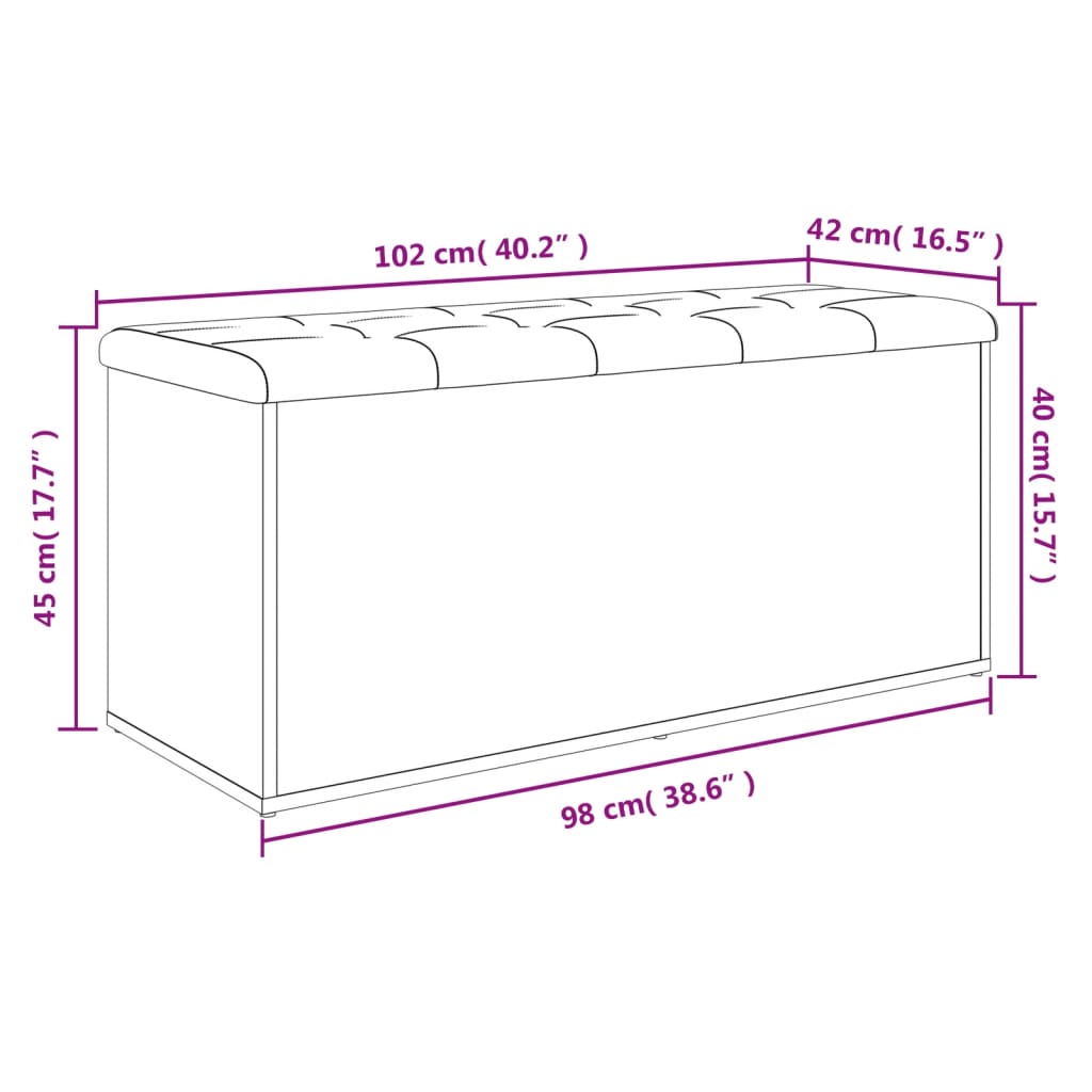 Banc de rangement Chêne Sonoma 102x42x45 cm Bois d'ingénierie - XIOS