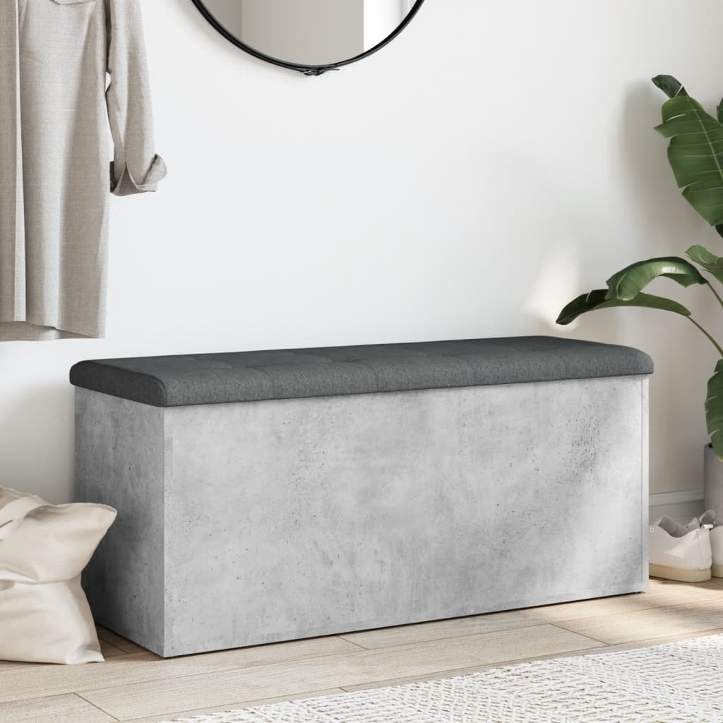 Banc de rangement gris béton 102x42x45 cm bois d'ingénierie - XIOS