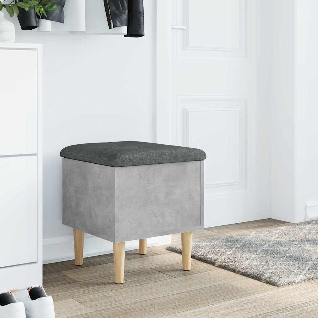 Banc de rangement gris béton 42x42x46 cm bois d'ingénierie - XIOS