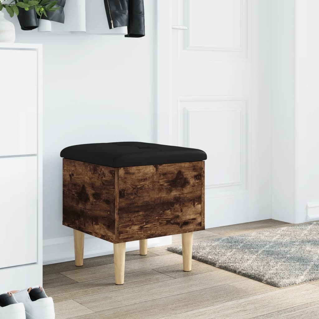 Banc de rangement chêne fumé 42x42x46 cm bois d'ingénierie - XIOS