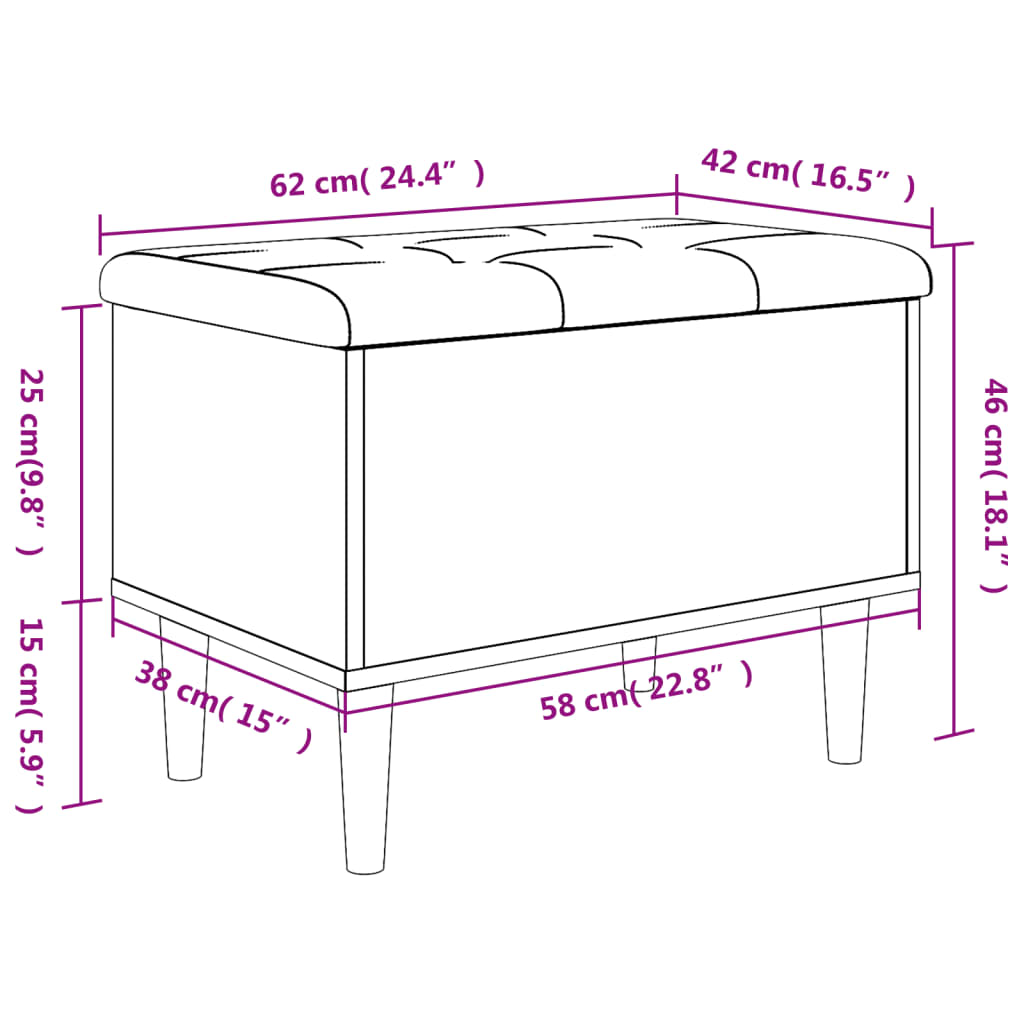 Banc de rangement chêne sonoma 62x42x46 cm bois d'ingénierie - XIOS