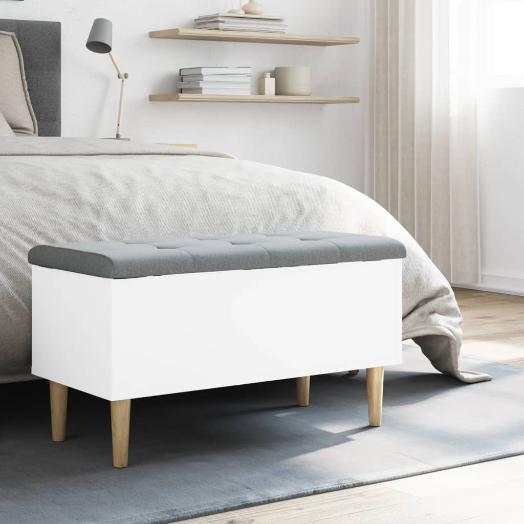 Banc de rangement blanc 82x42x46 cm bois d'ingénierie - XIOS