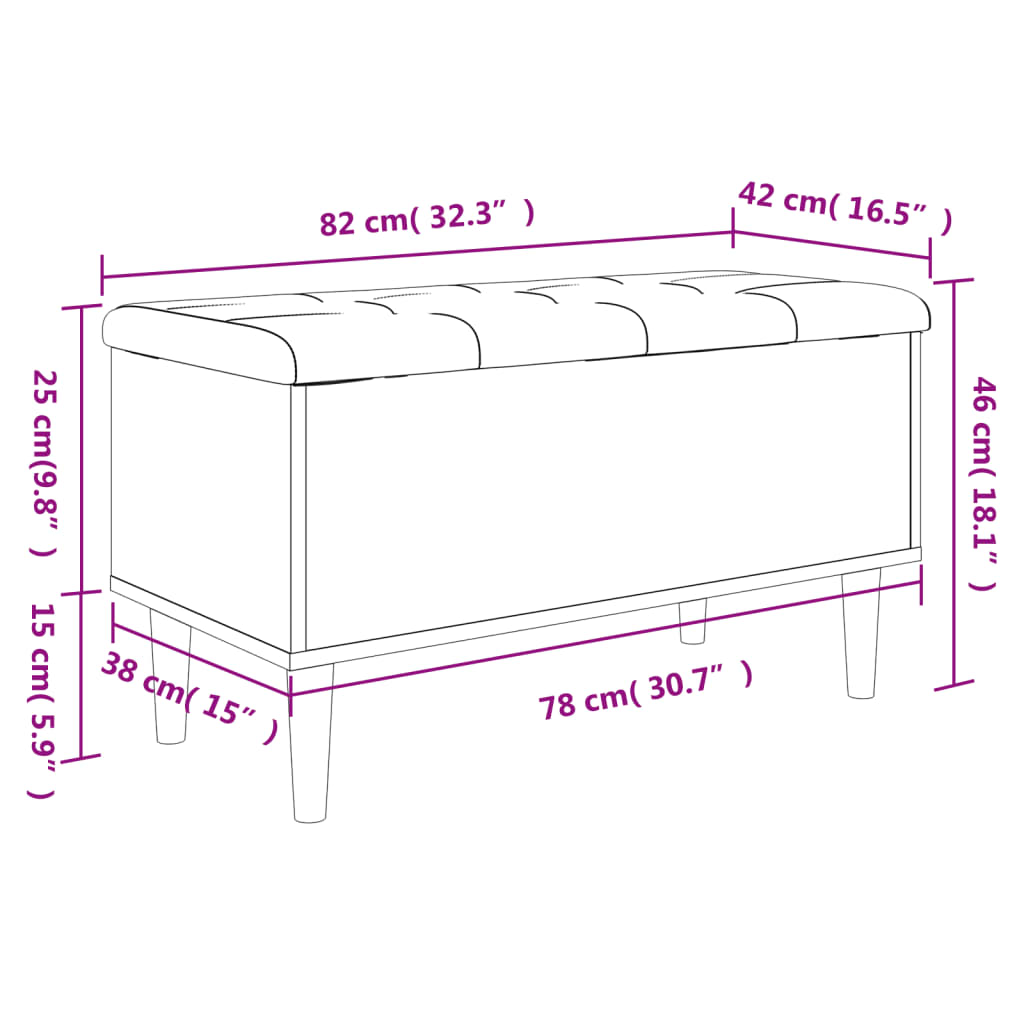 Banc de rangement chêne sonoma 82x42x46 cm bois d'ingénierie - XIOS